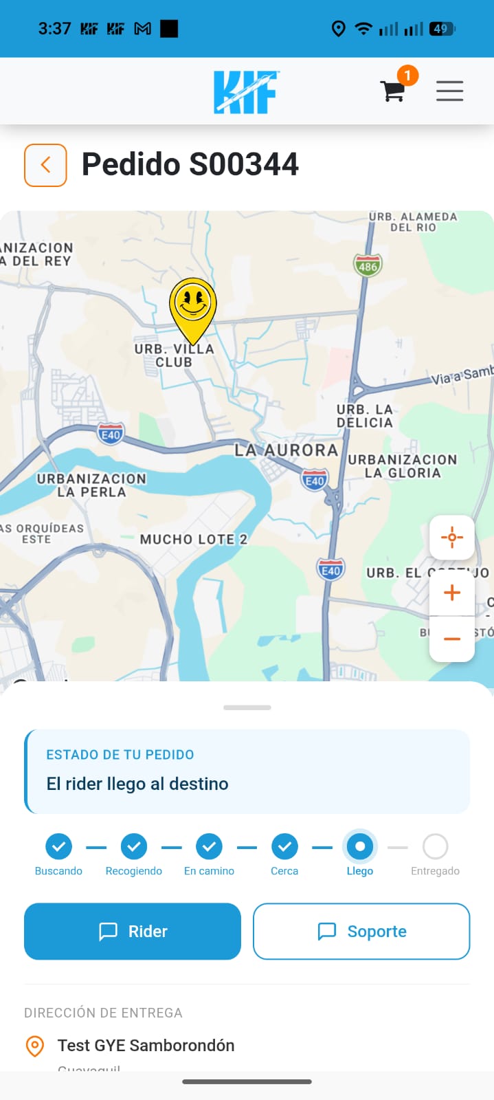 Seguimiento del rider en Guayaquil